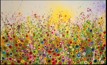 By Palette Knife Painting - stipple flowers by knife 5